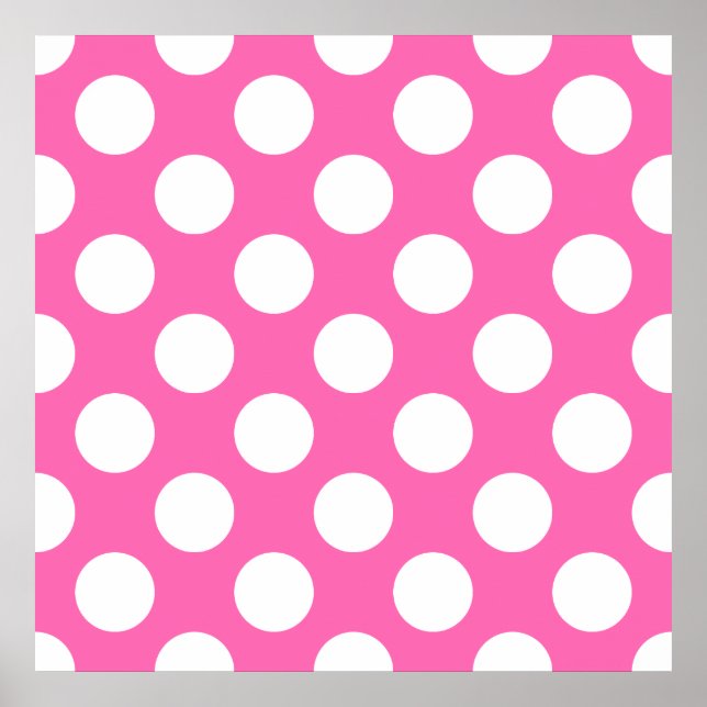 Póster Puntos de Polka Rosado Caliente (Frente)