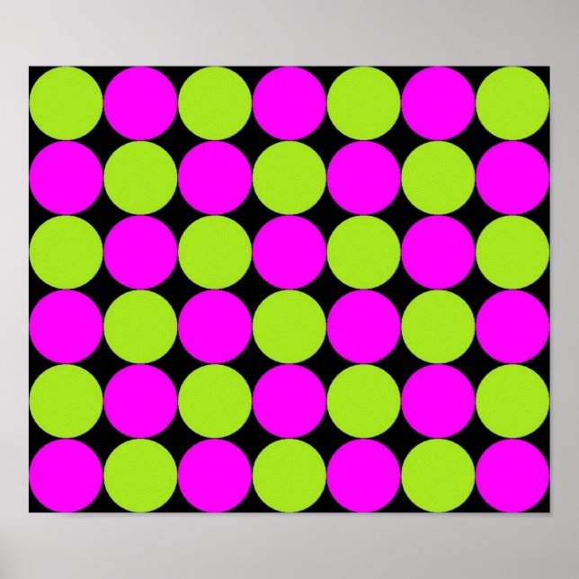 Póster Puntos de Polka Verde Rosa y Lime (Frente)