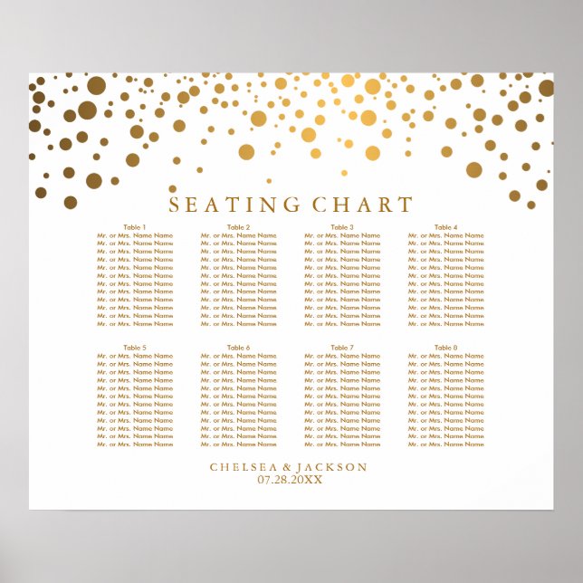 Póster Puntos dorados de moda de Confetti - Tabla de asie (Frente)