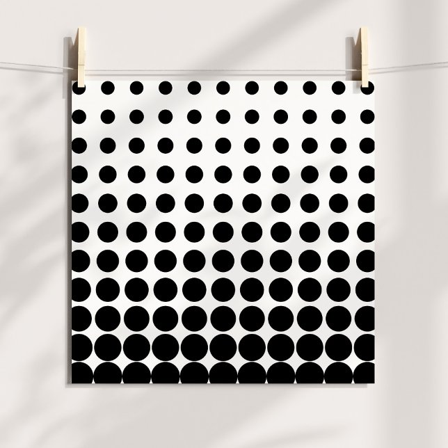 Póster Puntos Progresistas Blanco y Negro (White and Black Halftone Dots Poster)