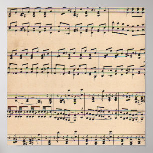 Póster Puntuación de la música de hojas antiguas notas en