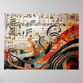 Póster Puntuación de música grunge