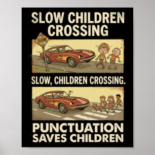 Póster Puntuación divertida de gramática salva a los niño