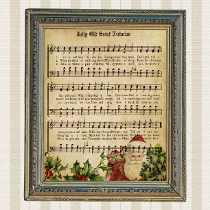 Póster Puntuación musical y canción vintage victoriana de