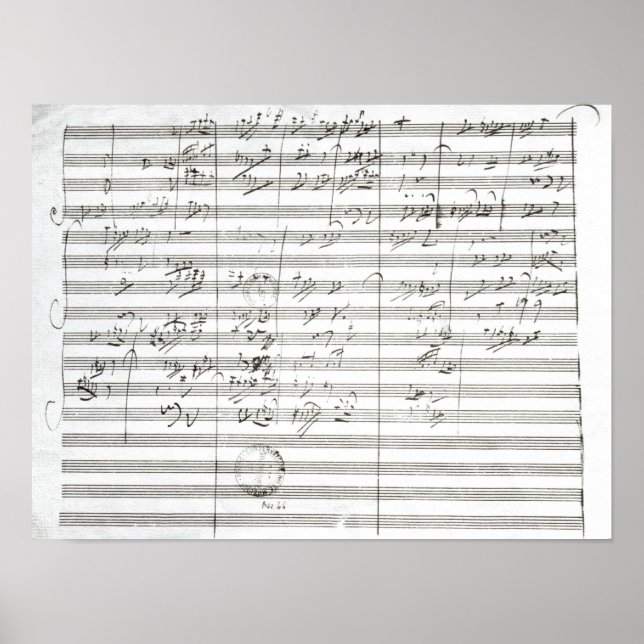 Póster Puntuación para el tercer movimiento de la 5ª sinf (Frente)