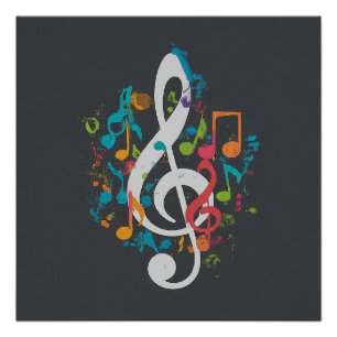 Póster Puntuación perfecta: notas de música y limpieza si