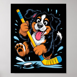 Póster Puppy de hockey perro de montaña bernés pista de h