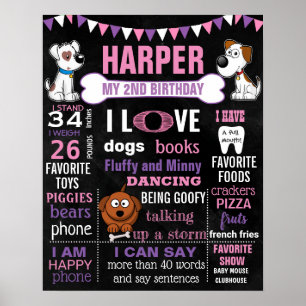 Póster Puppy DOG Cartel de cumpleaños para un chica