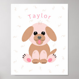 Póster Puppy Dog Personalizado Pastel Neutral Personaliza