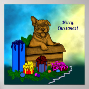 Póster Puppy in A Box , Merry Xmas
