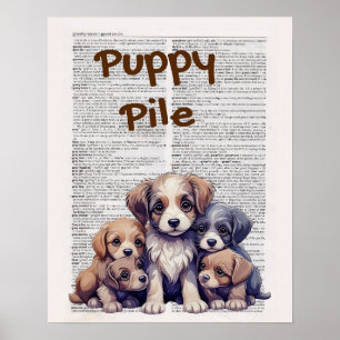 Póster Puppy Pile -Doggone buena Poster de Cachorros