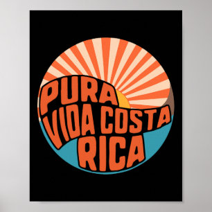 Póster Pura Vida Costa Rica Atardecer Surf Verano