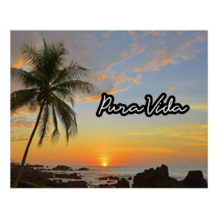 Póster Pura Vida Costa Rica Sunset Beach Art Print