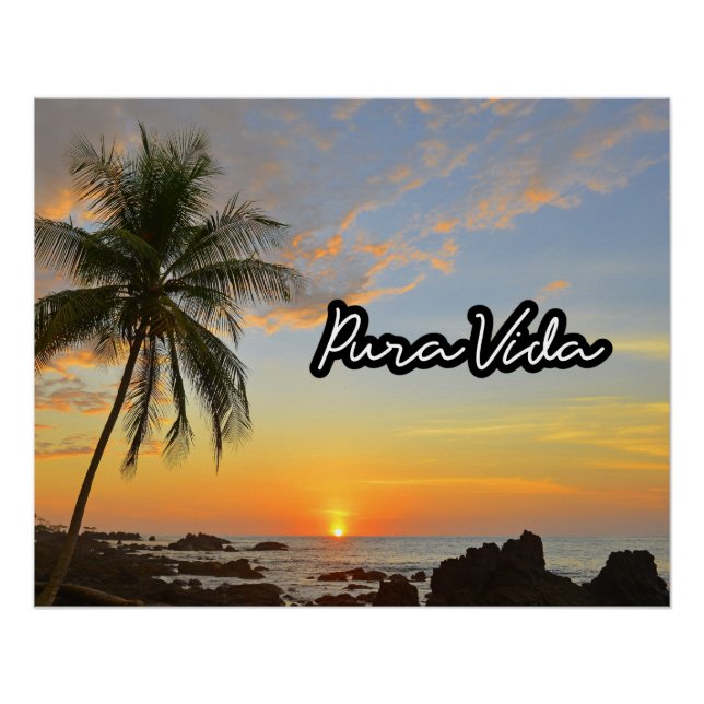 Póster Pura Vida Costa Rica Sunset Beach Art Print (Anverso)