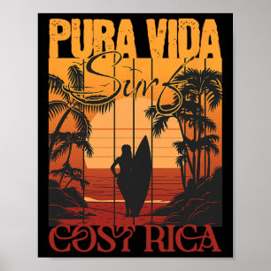 Póster Pura Vida Costa Rica Surfing
