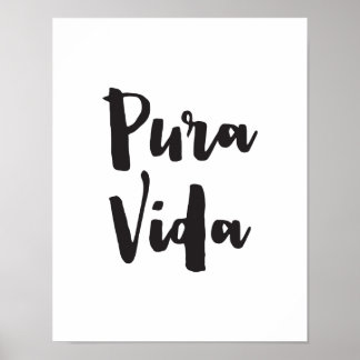 Póster Pura Vida, Quote Art Print, Typography Poster