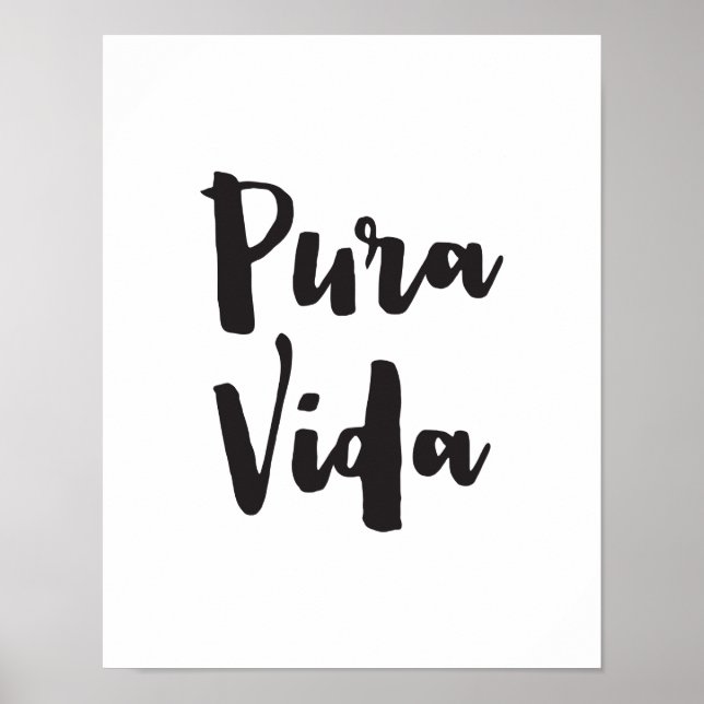 Póster Pura Vida, Quote Art Print, Typography Poster (Frente)