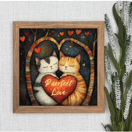 Póster Purfect Love A Cosy Cat Embrace Poster Wall Art