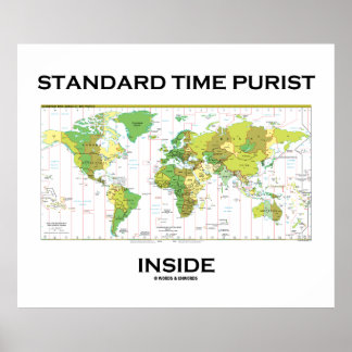 Póster Purista de tiempo estándar dentro (Mapa mundial de