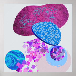 Póster Purple And Cyan Modern Shapes
