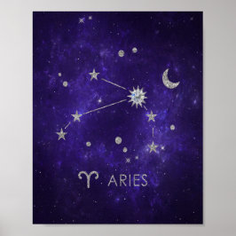 Póster Purple Aries Zodiac | Horoscopio Astrológico Cósmi