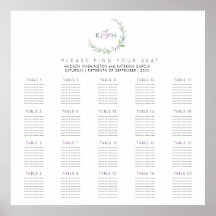 Purple berries green leaves 20 wedding tables plan