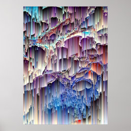 Póster Purple Blue Red Waterfall Rock Abstract Art