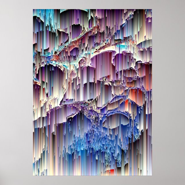 Póster Purple Blue Red Waterfall Rock Abstract Art (Frente)