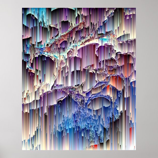 Póster Purple Blue Red Waterfall Rock Abstract Art (Frente)