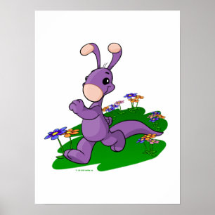 Póster Purple Blumaroo marchando a través de la isla Roo