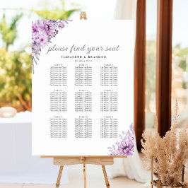 Póster Purple Botanical Floral Wedding Party
