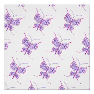 Póster Purple Butterfly Pattern