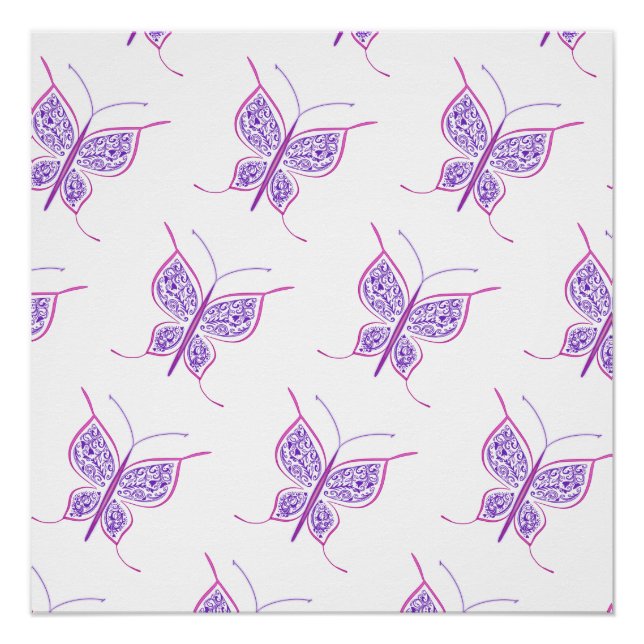 Póster Purple Butterfly Pattern (Anverso)