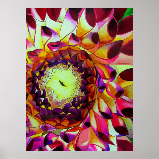 Póster Purple Dahlia flower watercolour pop art painting (Frente)