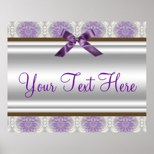 Póster Purple Damask Party Banner