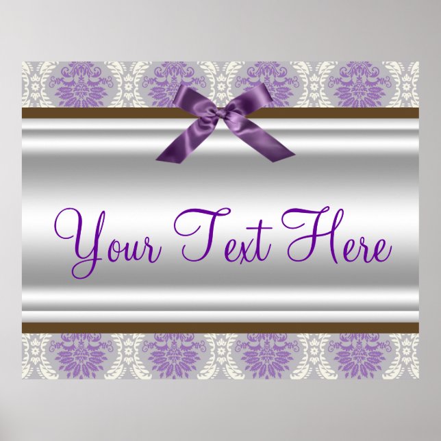 Póster Purple Damask Party Banner (Frente)