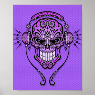 Póster Purple DJ Sugar Skull