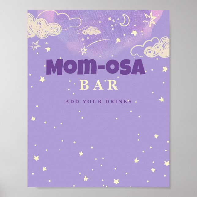 Póster Purple Dream Baby Shower Mom-osa Bar (Frente)