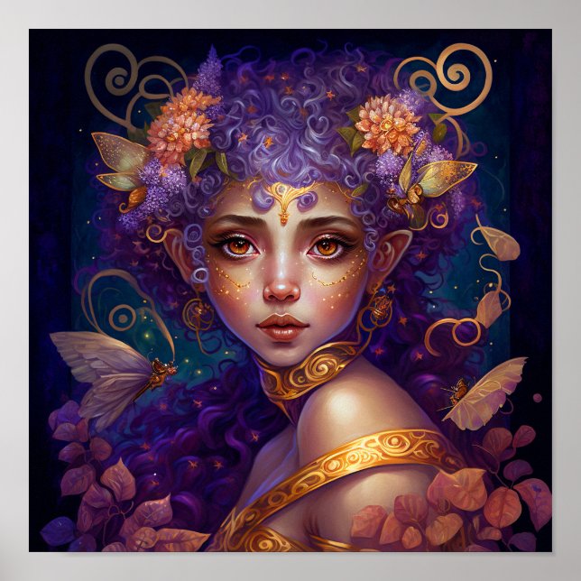 Póster Purple Elf Fantasy Art (Frente)