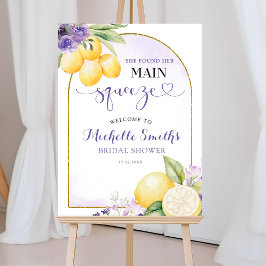 Póster Purple floral Lemonade Bridal shower Welcome Sign