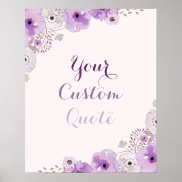 Póster Purple floral Personalizado de comillas personaliz