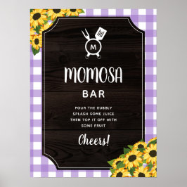 Póster Purple Gingham Sunflowers Monograma Momosa Bar