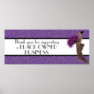 Póster Purple Glam Gracias Apoyar Negros Negocios