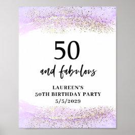 Póster Purple Glitter Purple 50th Birthday Party 