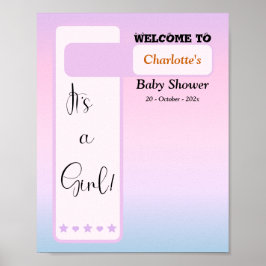 Póster Purple Gradient Cute Eyeball Baby Shower Welcome