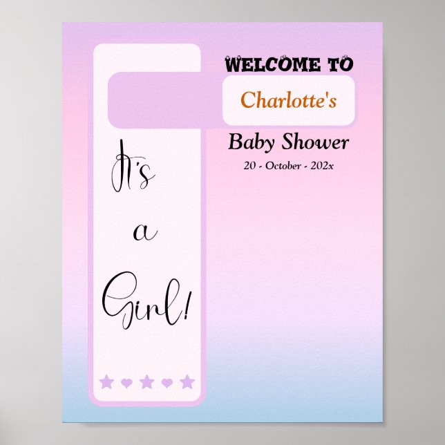 Póster Purple Gradient Cute Eyeball Baby Shower Welcome (Frente)