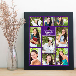Póster Purple Graduate Photo Collage 2023 Graduation