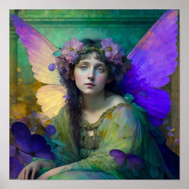Póster Purple Green Fairy Fantasy Art (Frente)