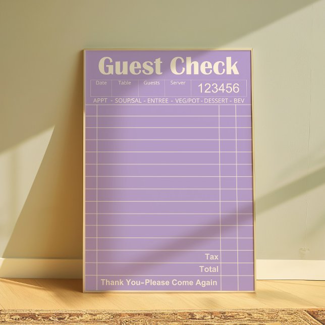 Póster Purple Guest Check Aesthetic Wall Art Poster (Subido por el creador)