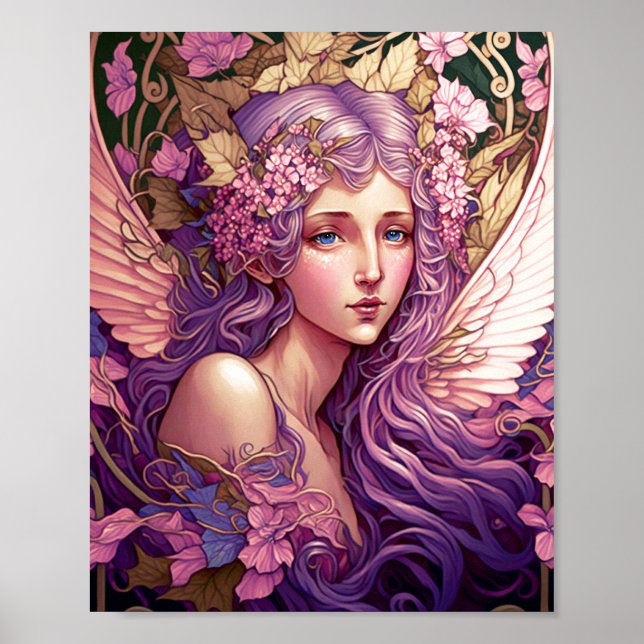 Póster Purple Hair Fairy Angel Fantasy Art (Frente)